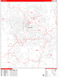 Ann Arbor Wall Map Zip Code Red Line Style 2026